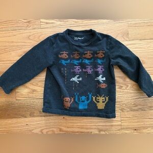 GAP babygap kids 2T Charcoal Graphic Crewneck long sleeve aliens